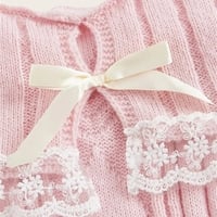 Pink Off Shoulder Bow Lace Sweater  - Thumbnail 3