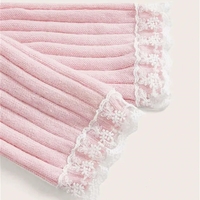 Pink Off Shoulder Bow Lace Sweater  - Thumbnail 4