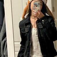 Black Denim Turn Down Collar Jacket  - Thumbnail 2