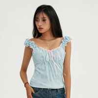 Blue Floral Lace Cottage Tank Top - Thumbnail 3
