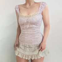 Blue Floral Lace Cottage Tank Top - Thumbnail 8