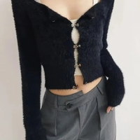 Fluffy Green Buckle Cropped Sweater  - Thumbnail 8