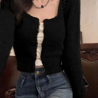 Fluffy Green Buckle Cropped Sweater  - Thumbnail 9