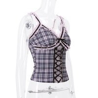 Pink Plaid Lace Patchwork Camisole  - Thumbnail 5