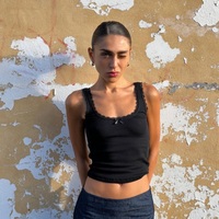 Black Bow Lace Trim Tank Top - Thumbnail 2