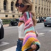 Colorful Striped Smock Sweater  - Thumbnail 5