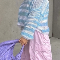 Blue & White Knit Hollow Out Sweater  - Thumbnail 5