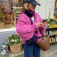 Green Oversized Lantern Sleeve Cardigan  - Thumbnail 3