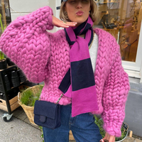 Green Oversized Lantern Sleeve Cardigan  - Thumbnail 5