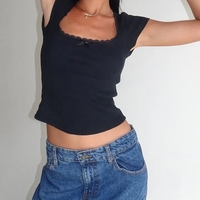 White Lace Short Sleeve Shirt  - Thumbnail 4