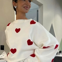 Heart Embroidery Long Sleeve Pullover  - Thumbnail 1
