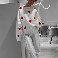 Heart Embroidery Long Sleeve Pullover  - Thumbnail 3