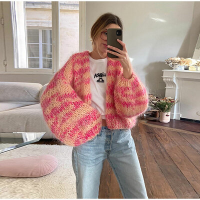 Pink lantern sleeve sweater 
