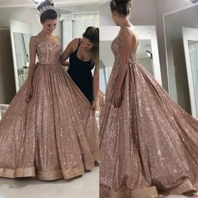 Rose Gold Bridesmaid Dresses Floor Length Ball Gown