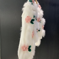 V-neck three-dimensional flower short sweater temperament knitted cardigan - Thumbnail 4