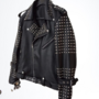 Black Punk Biker Studded Leather Jacket With Spikes-1