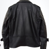 Black Punk Biker Studded Leather Jacket With Spikes - Thumbnail 2