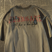 Street Fashion Skull Butterfly Prints Cotton T-shirt - Thumbnail 3