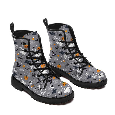 New halloween ankle boots british tooling boots cartoon printed women's combat boots