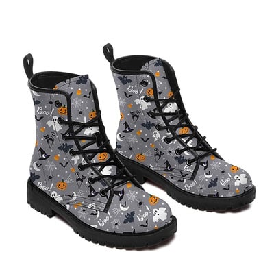 New Halloween ankle boots British tooling boots cartoon printed women's combat boots