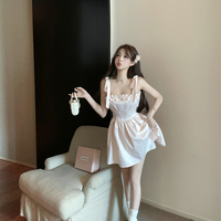 Sweet Light Pink Princess Strap Bow Dress - Thumbnail 3