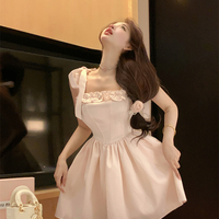 Sweet Light Pink Princess Strap Bow Dress - Thumbnail 4