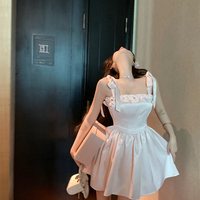 Sweet Light Pink Princess Strap Bow Dress - Thumbnail 1