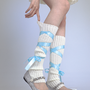Balletcore Coquette Bow Soft Girl Pink White Blue Gray Leg Warmers Socks-3