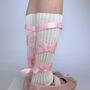 Balletcore Coquette Bow Soft Girl Pink White Blue Gray Leg Warmers Socks-1