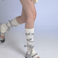 Balletcore Coquette Bow Soft Girl Pink White Blue Gray Leg Warmers Socks - Thumbnail 5