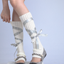 Balletcore Coquette Bow Soft Girl Pink White Blue Gray Leg Warmers Socks-2