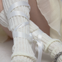 Balletcore Coquette Bow Soft Girl Pink White Blue Gray Leg Warmers Socks-4
