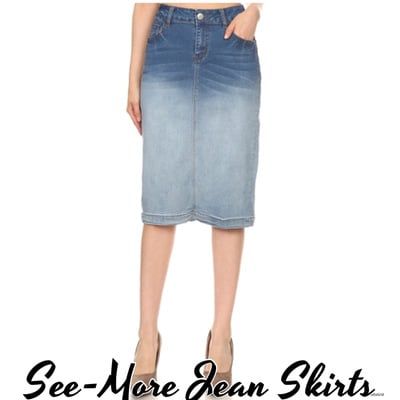 Blue blush mid length denim skirt 