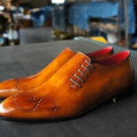 Best Hand Stitch Men's Side Lace Up Shoes, Genuine Leather Formal Shoes - Thumbnail 1