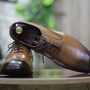 Men's Bespoke Brogue Toe Lace Up Style Two Shaded Brown Color Handmade Leather Formal Shoes-2