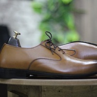 Men's Bespoke Brogue Toe Lace Up Style Two Shaded Brown Color Handmade Leather Formal Shoes - Thumbnail 1