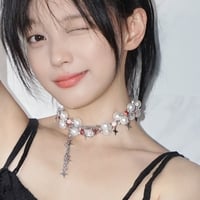 Multi Layer Chain Kitty Stars Pearl Beads Jewelry Necklace - Thumbnail 1