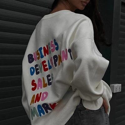 Funny embroidery knit pullover 