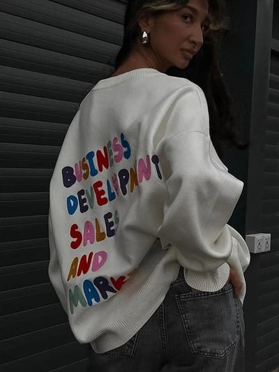 Funny Embroidery Knit Pullover 