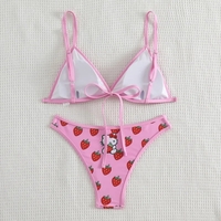 2PCS Pink Strawberry Japanese Cat Bikini Set - Thumbnail 3