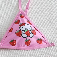 2PCS Pink Strawberry Japanese Cat Bikini Set - Thumbnail 5