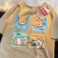 Orange Cat Print Short Sleeve T-shirt  - Thumbnail 3