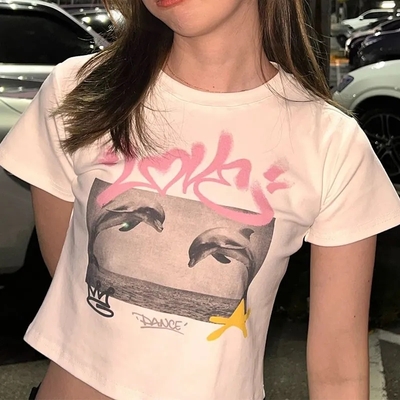 Dolphin print crop top - Thumbnail 2