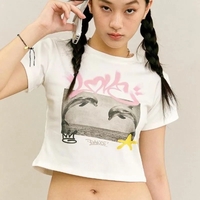 Dolphin Print Crop Top - Thumbnail 3