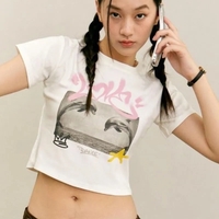 Dolphin Print Crop Top - Thumbnail 5
