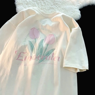 Tulip Print Short Sleeve T-shirt 
