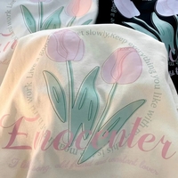 Tulip Print Short Sleeve T-shirt  - Thumbnail 1