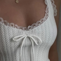 Lace Patchwork Bow Tank Top - Thumbnail 2