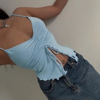 Blue Glitter Ruched Tank Top - Thumbnail 3