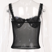 Blue Bow Mesh Patchwork Tank Top - Thumbnail 6